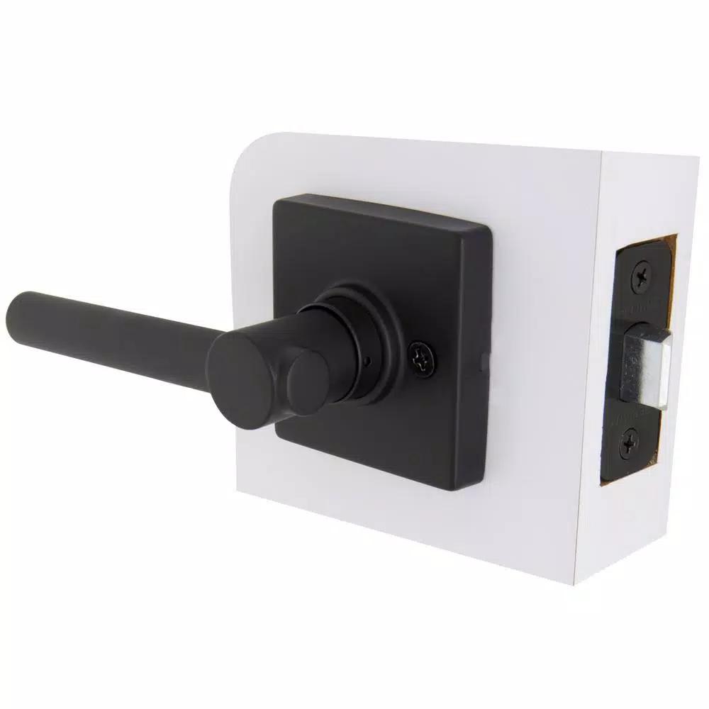 Defiant Highland Matte Black Passage Door Lever with Square Rose