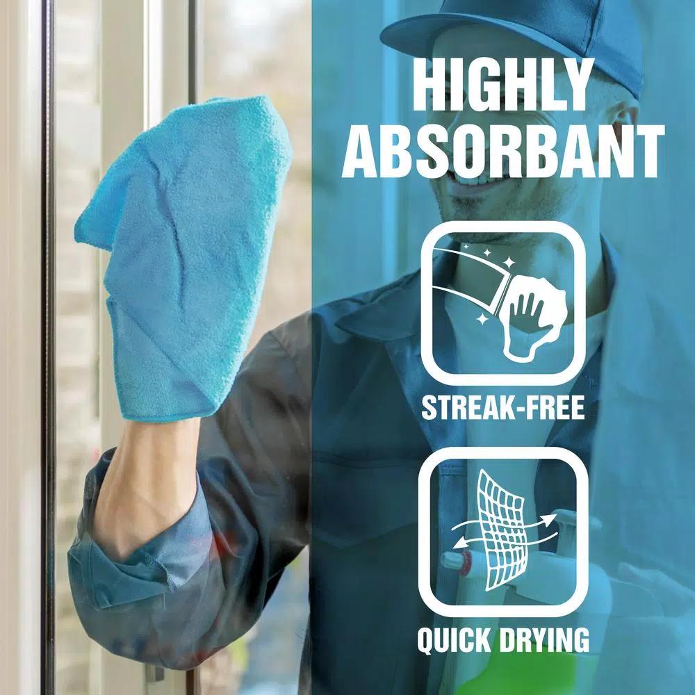 Zwipes Microfiber Glass Cleaning Cloths, 16 x 16 in., Blue (12-Pack)