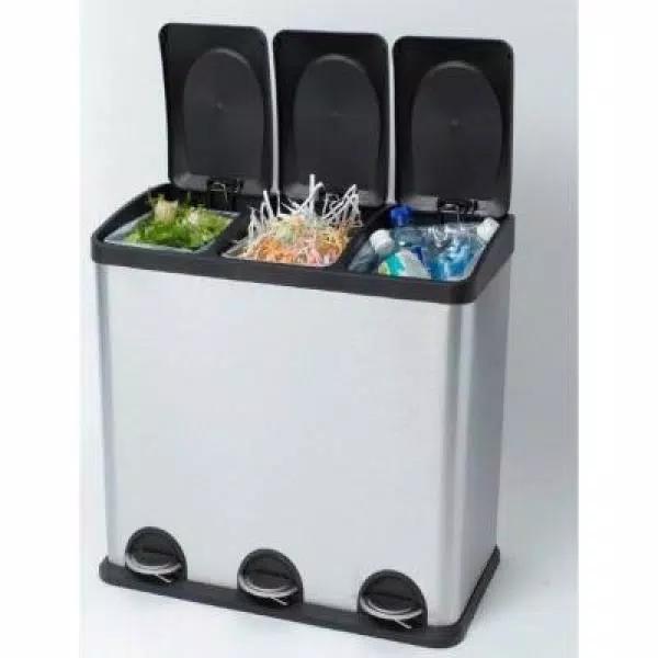 Step N' Sort 16 Gallon 3-Compartment Stainless Steel Trash and Recycling Bin
