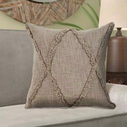 LR Resources Taupe Solid Hypoallergenic Cotton Throw Pillow with Polyester Insert, 20 x 20 in. thumbnail 8