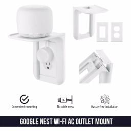 Wasserstein AC Outlet Mount for Google Nest WiFi, Nest Mini, and Nest Hub - Wall Outlet Shelf (2-Pack) thumbnail 2