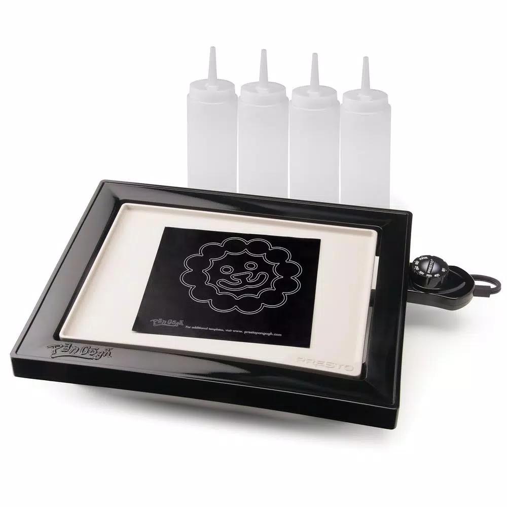 Presto PanGogh Electric Griddle Pancake Art Kit, 112.5 sq. in. Non-Stick Square Griddle with Batter Bottles