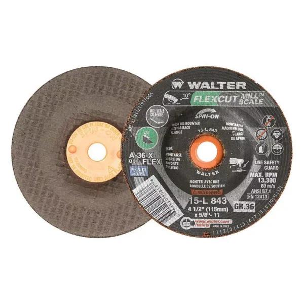 WALTER SURFACE TECHNOLOGIES Flexcut 4.5 in. x 5/8-11 in. GR36 Flexible Grinding Wheel for Mill Scale (25-Pack)