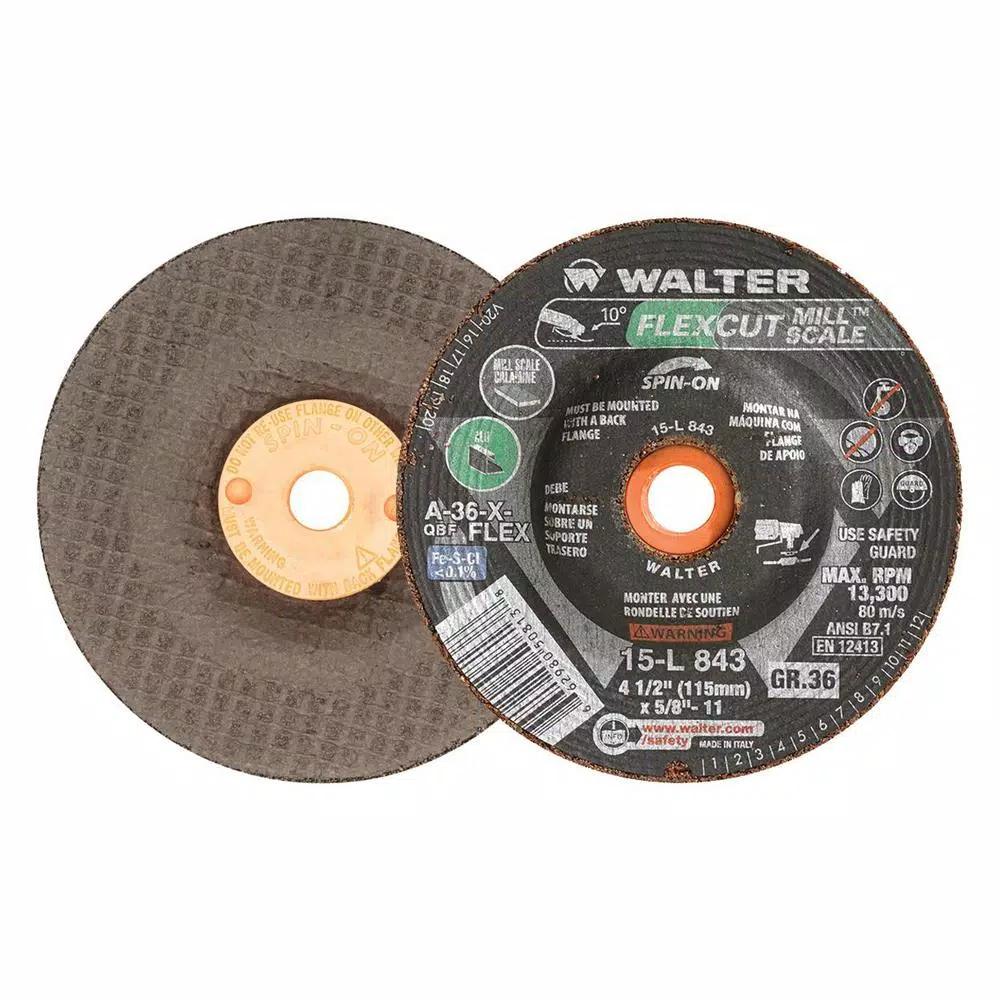 WALTER SURFACE TECHNOLOGIES Flexcut 4.5 in. x 5/8-11 in. GR36 Flexible Grinding Wheel for Mill Scale (25-Pack)