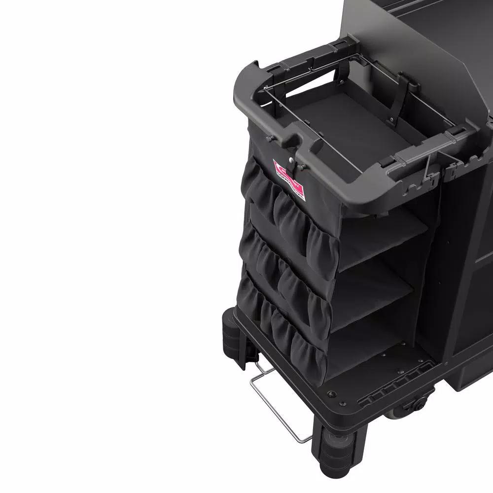 Suncast Commercial 3-Sided Housekeeping Cart Organizer Bag with Shelves