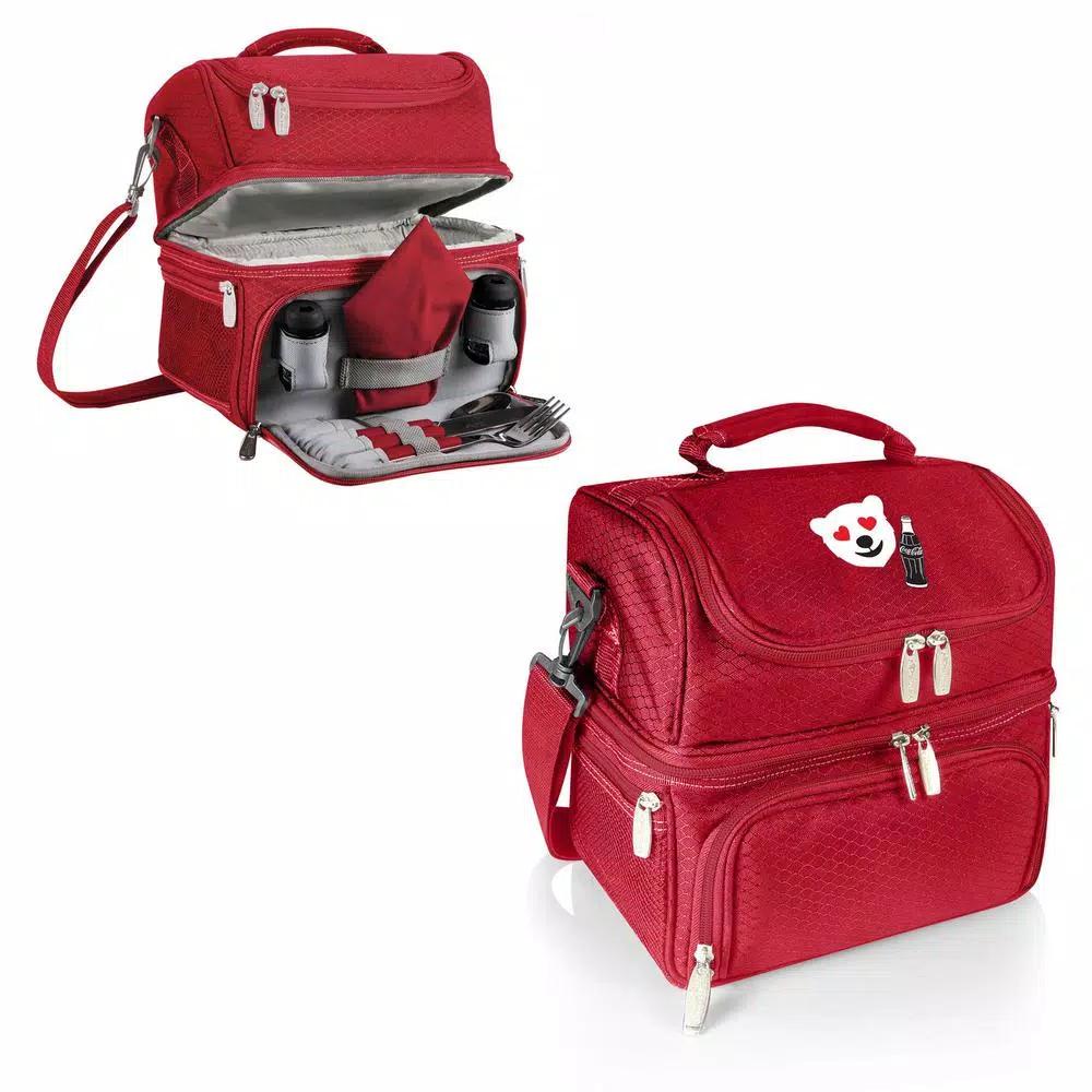 ONIVA Coca-Cola Pranzo 3 Qt. 8-Can Insulated Lunch Tote Cooler with Utensil Set - Red Emoji Design