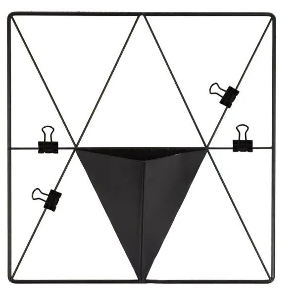 WallPops Matte Black Triangle Metal Grid Wall Organizer with Pocket and Clips