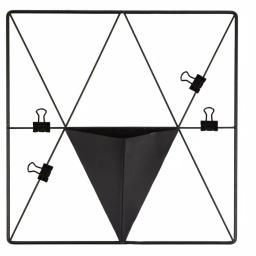 WallPops Matte Black Triangle Metal Grid Wall Organizer with Pocket and Clips thumbnail 1