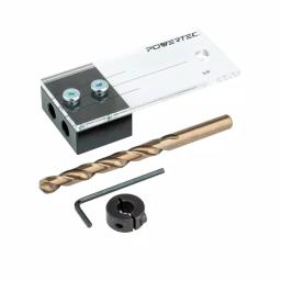 POWERTEC 3/8 in. Dowel Drilling Jig Kit with M35 Cobalt Drill Bit and Stop Collar thumbnail 1