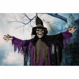 Haunted Hill Farm 6 ft. Animated Skeleton Witch Halloween Prop with Multi-Color Light Effects thumbnail 4