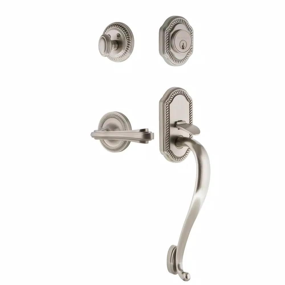 Nostalgic Warehouse Rope Fleur Entry Lever Set, Satin Nickel, 2-3/4 in. Backset