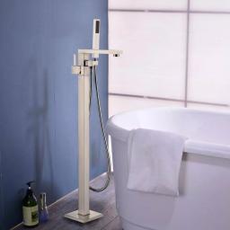 Vanity Art 34 in. Freestanding Single Handle Claw Foot Tub Faucet with Hand Shower, Brushed Nickel thumbnail 5