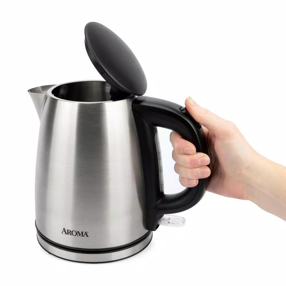 Aroma 4.5-Cup Stainless Steel Electric Kettle, 1000W, Automatic Shut-Off