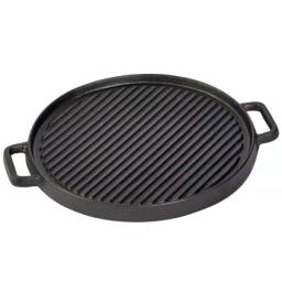 Basic Essentials 12 in. Pre-Seasoned Cast Iron Reversible Grill and Griddle Pan with Dual Handles thumbnail 2