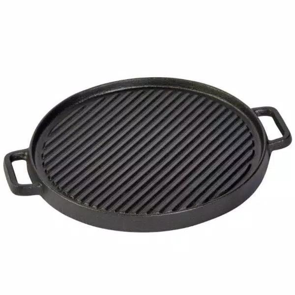 Basic Essentials 12 in. Pre-Seasoned Cast Iron Reversible Grill and Griddle Pan with Dual Handles