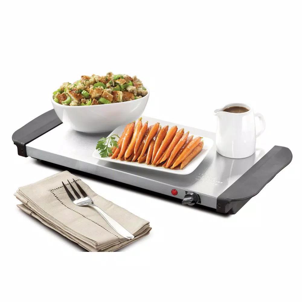 HomeCraft 1.5 Qt. Stainless Steel 3-Tray Buffet Server with Warming Tray Base