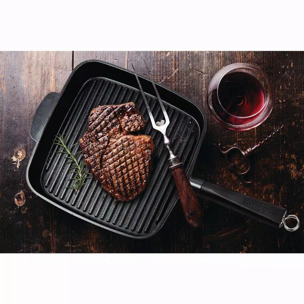 MasterPan Sectional Series 11 in. Cast Aluminum Nonstick Grill Pan, Black