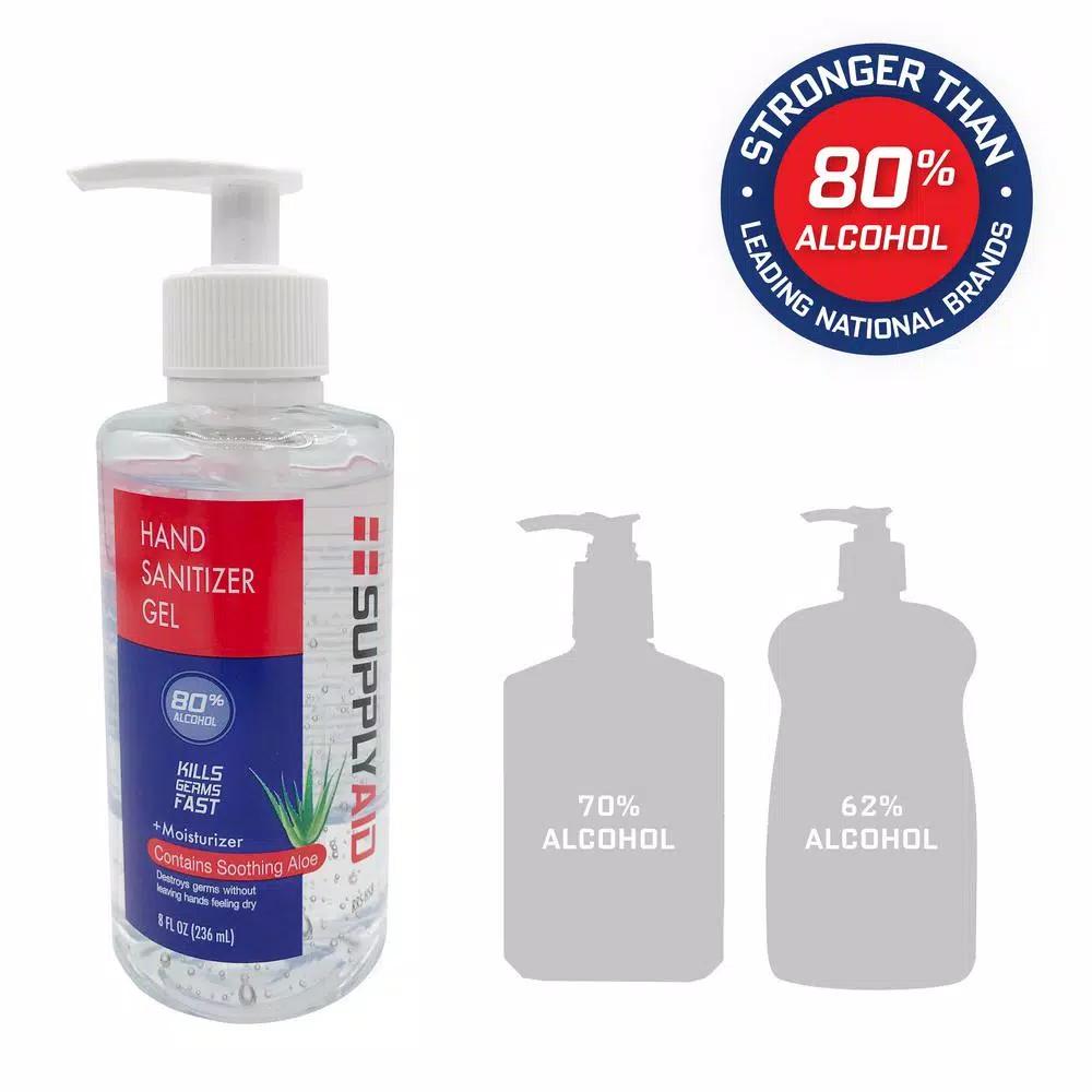 SupplyAID 80% Alcohol Hand Sanitizer Gel with Aloe Vera, 16 oz. Pump Bottle