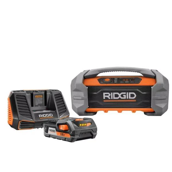 RIDGID 18V Hybrid Jobsite Radio Kit with 2.0 Ah Lithium-Ion Battery and Charger