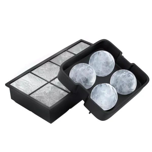 Chef Buddy Silicone Slow Melting Ice Cube Tray 2-Pack - Square and Round Ice Ball Molds