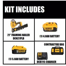 DEWALT 20V MAX XR Brushless 30-Degree Framing Nailer Kit with 4Ah and Bonus 5Ah Battery thumbnail 2
