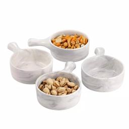Over and Back 6 oz. Marble Grey Porcelain Handled Serving Bowls, Set of 4 thumbnail 3