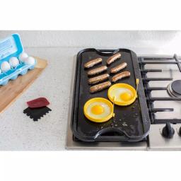 Lodge 5-Piece Reversible Cast Iron Stovetop Griddle Set with Egg Rings thumbnail 3