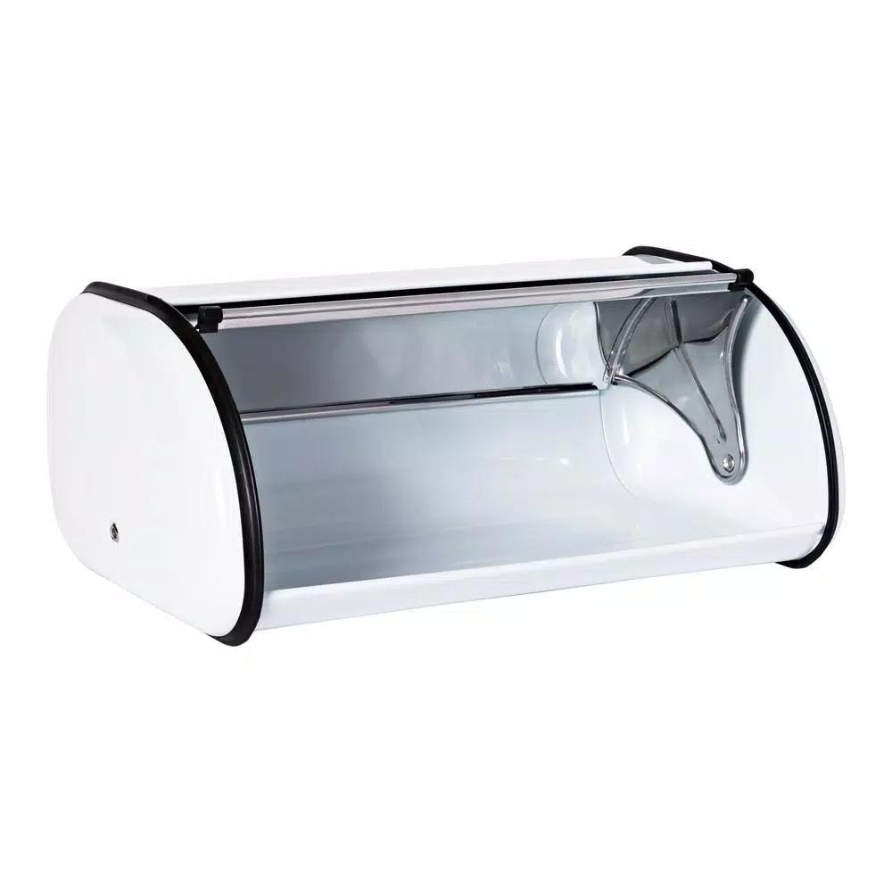 Honey-Can-Do Retro White Rolltop Bread Box - Steel Kitchen Storage Container