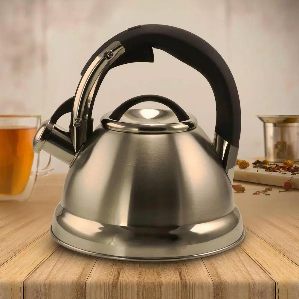 Mr. Coffee 2 Qt. Stainless Steel Whistling Tea Kettle with Cool-Touch Nylon Handle