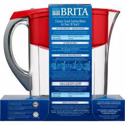 Brita Water Filter Pitcher, 80 fl. oz. Large Capacity, BPA Free, Red thumbnail 6
