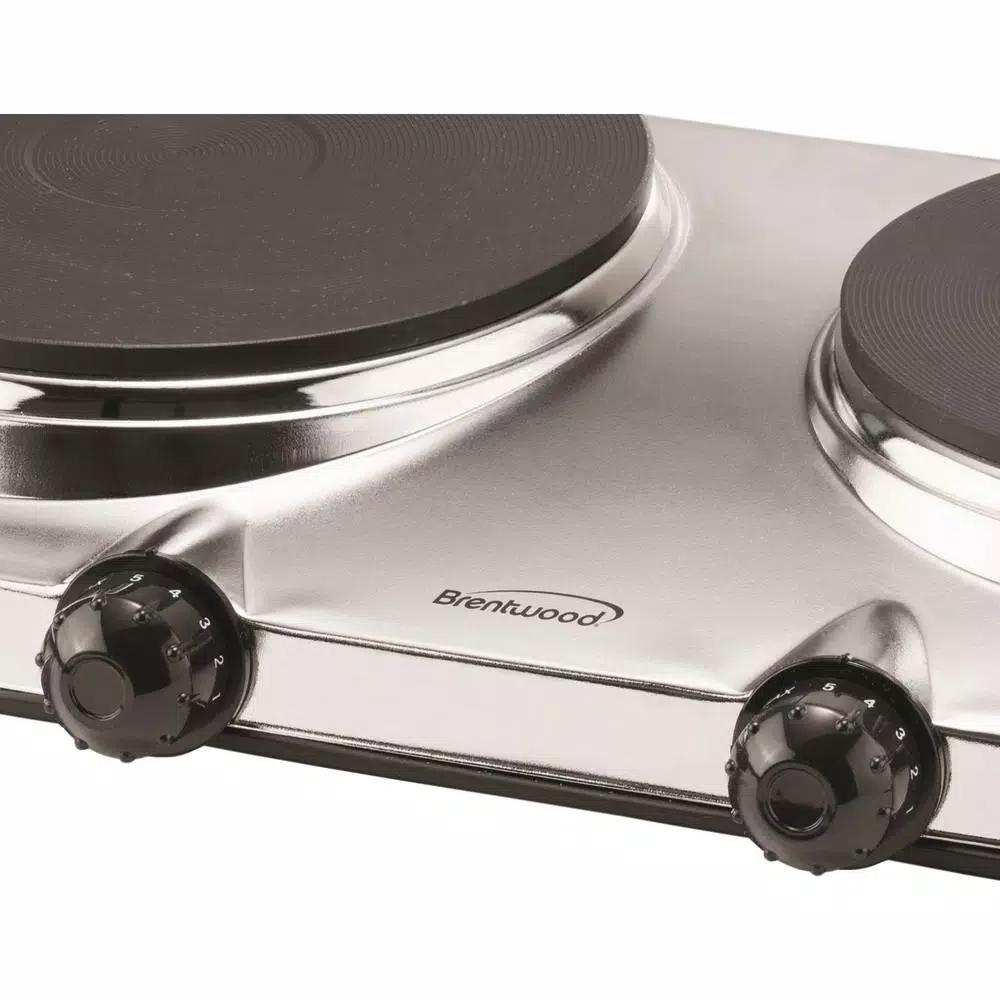 Brentwood Appliances 1440W 2-Burner Silver Electric Hot Plate