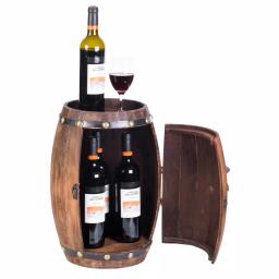 Vintiquewise Vintage Wooden Barrel Shaped Wine Rack - Rustic 7-Bottle Storage Display thumbnail 3