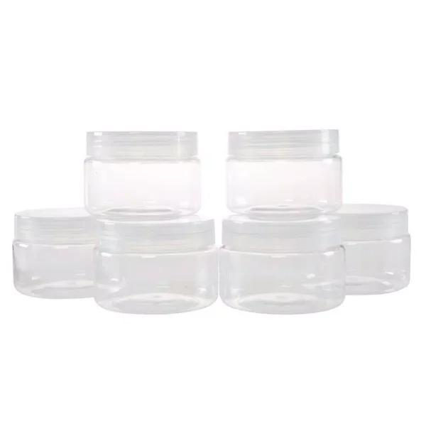 Stalwart 4 oz. Clear Plastic Jars with Foam Liner, Round Storage Containers (6-Pack)