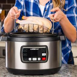 GoWISE USA Ovate 9.5 Qt. Stainless Steel Oval Electric Pressure Cooker with 6 Accessories thumbnail 7