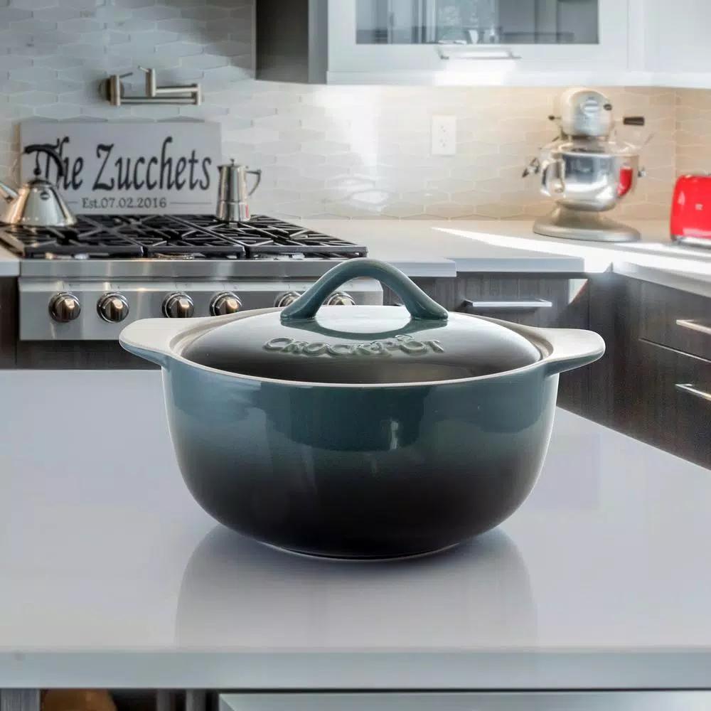 Gibson Artisan 2.3 Qt. Stoneware Casserole Dish with Lid, Gradient Gray