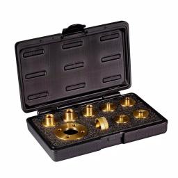 POWERTEC 10-Piece Solid Brass Router Template Guide Bushing Kit with Adaptor thumbnail 1