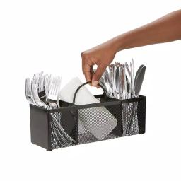 Mind Reader 3-Section Black Mesh Cutlery Holder & Silverware Organizer thumbnail 4