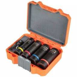 Klein Tools 2-In-1 Impact Socket Set, 5-Piece SAE Socket Set with 1/2 in. Drive and Adapter thumbnail 1