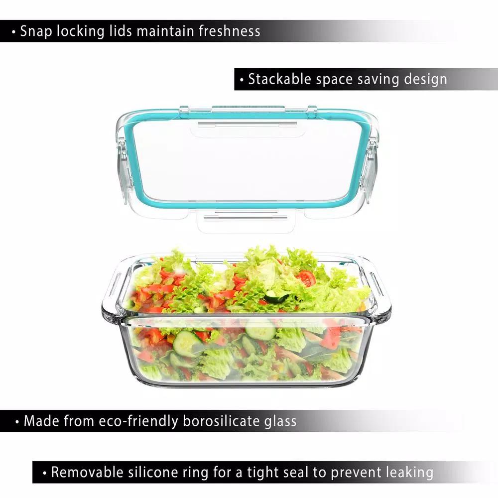 Classic Cuisine 10-Piece Borosilicate Glass Food Storage Container Set with Leak-Resistant Snap Lids