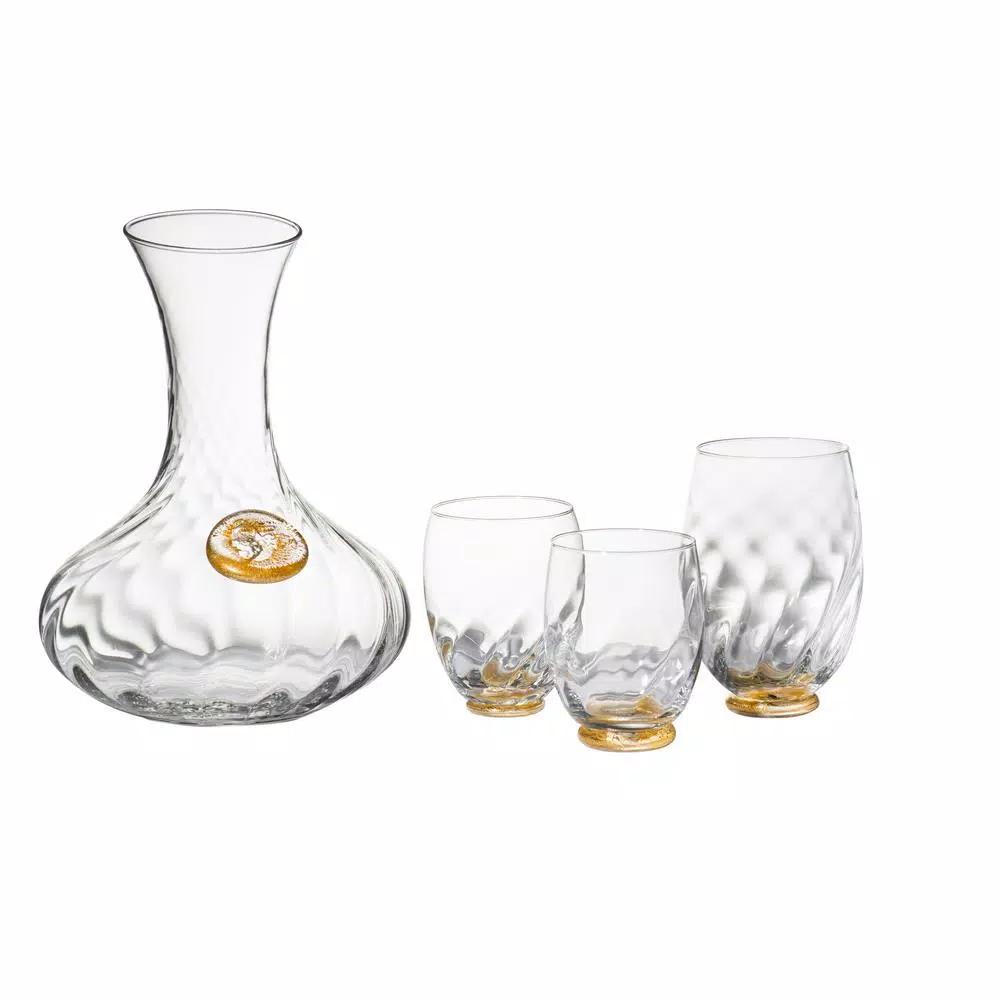 Abigails Elisa Stemless Water Glass Set, Clear with Gold Infused Base, Set of 4