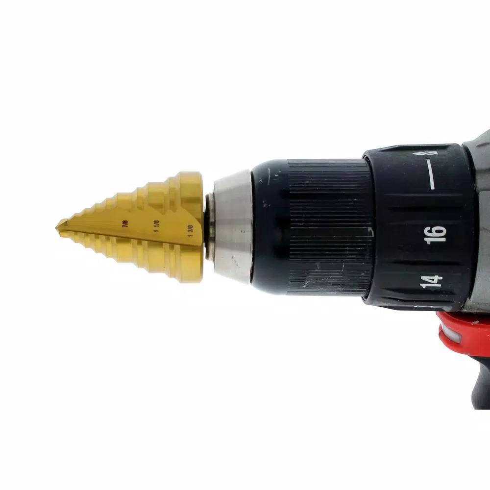 Ideal Titanium Nitride Coated Step Drill Bit, 1/4 in. to 1 3/8 in., 3/8 in. Shank