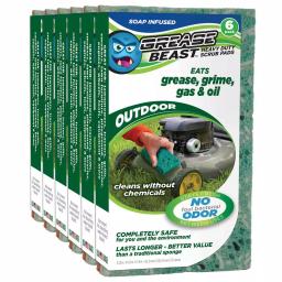 Grease Beast Heavy-Duty Soap-Infused Outdoor Scrub Sponge, Odor and Bacteria Resistant, X-Large (6-Pack) thumbnail 2