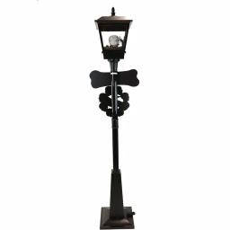 Haunted Hill Farm 71 in. Black Animated Skull Lamp Post with Spooky Music thumbnail 8