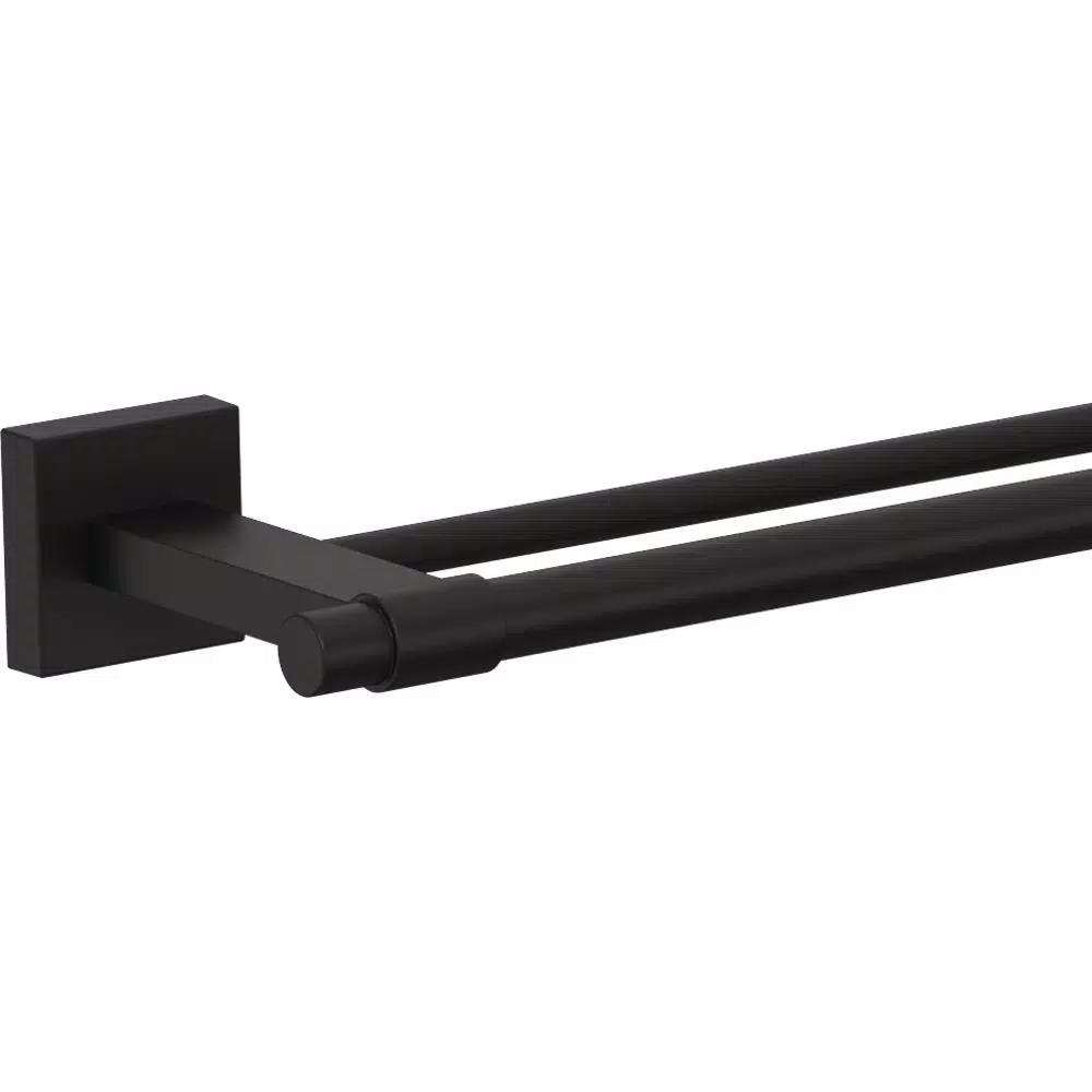 Franklin Brass Maxted 24 in. Double Towel Bar, Matte Black Modern Wall Mounted Bathroom Hardware