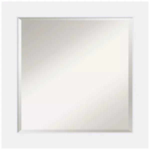 Amanti Art Corvino 25 in. Square White Matte Wood Framed Beveled Edge Bathroom Vanity Mirror