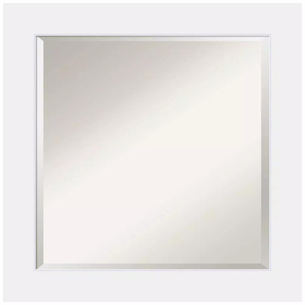 Amanti Art Corvino 25 in. Square White Matte Wood Framed Beveled Edge Bathroom Vanity Mirror