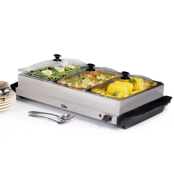 Elite Stainless Steel Buffet Server and Warming Tray Set