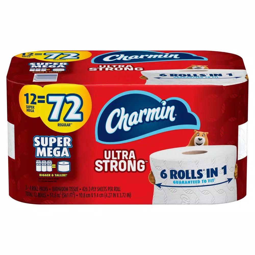 Charmin Ultra Strong 2-Ply Toilet Paper, 12 Super Mega Rolls