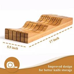 Bambusi Bambsi Bamboo In-Drawer Knife Block Organizer, 15 Slot Wood Knife Storage for Kitchen Drawers thumbnail 2