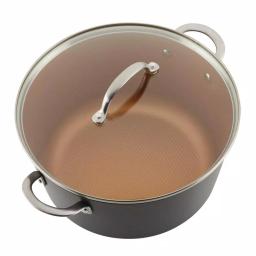 Ayesha Curry Ayesha Home Collection 7.5 Qt. Hard-Anodized Aluminum Nonstick Stock Pot with Glass Lid, Charcoal Gray thumbnail 4